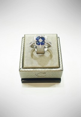 Crivelli white gold ring with diamonds and sapphires CRV6004