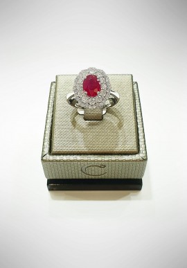 Crivelli white gold ring with diamonds and ruby CRV6007