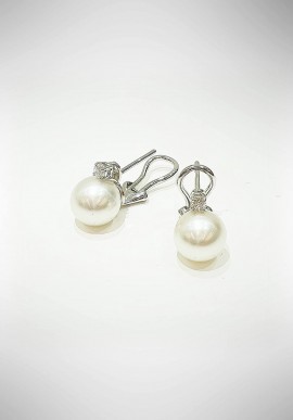 Crivelli white gold earrings with diamonds and pearls CRV6016