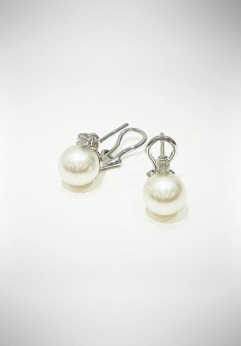 Orecchini Crivelli in oro bianco con brillanti e perle CRV6016
