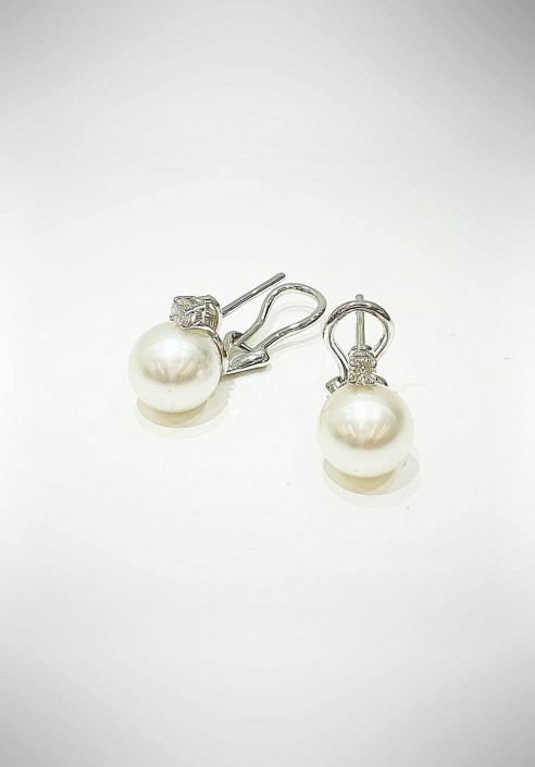 Orecchini Crivelli in oro bianco con brillanti e perle CRV6016