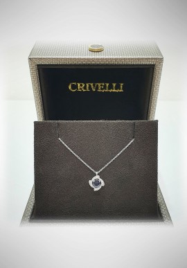 Collana Crivelli in oro bianco con diamanti e zaffiro CRV2103