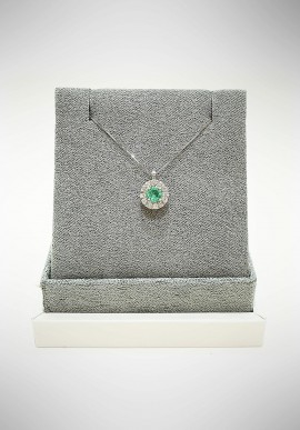 Lunatica white gold neckalce with diamonds and emerald LNT03