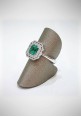 White gold ring with diamonds and emerald PROJ9