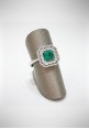 White gold ring with diamonds and emerald PROJ9