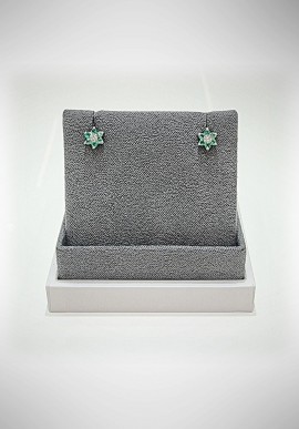 Lunatica gold earrings with diamonds and emerald LNT27
