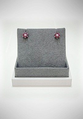 Lunatica gold earrings with diamonds and ruby LNT26