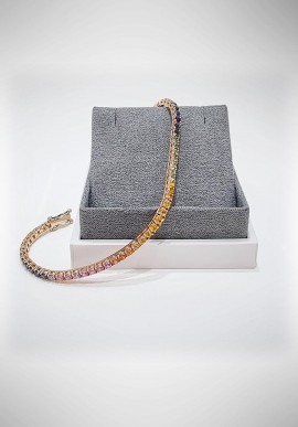 Bracciale Tennis Lunatica in oro rosa e zaffiri multicolor LNT32