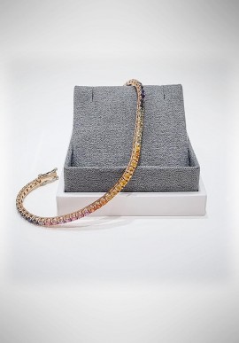 Lunatica rose gold tennis bracelet with diamonds and multicolor sapphires LNT32