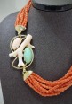 Soara necklace in silver, coral and chrysopase SOA2102