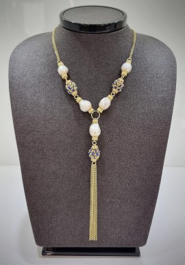Soara necklace in silver, pearls and lapis SOA2104