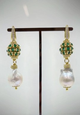 Soara earrings in silver, agate and pearls SOA2112