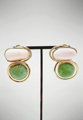 Soara earrings in silver, coral and chrysopase SOA2128