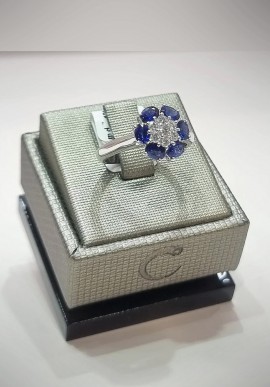 Crivelli white gold ring with diamonds and sapphires CRV21216