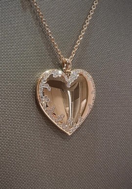 Crivelli rose gold "Cuore" necklace with diamonds CRV212113