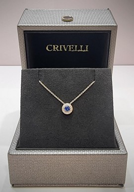 Crivelli rose gold necklace with diamonds and sapphire CRV212115