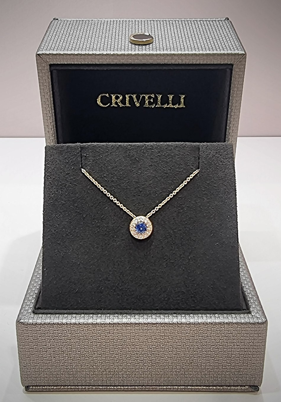 Crivelli rose gold necklace with diamonds and sapphire CRV212115 -  Gioielleria Loffredo
