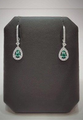 Crivelli white gold earrings with diamonds and emeralds CRV212125