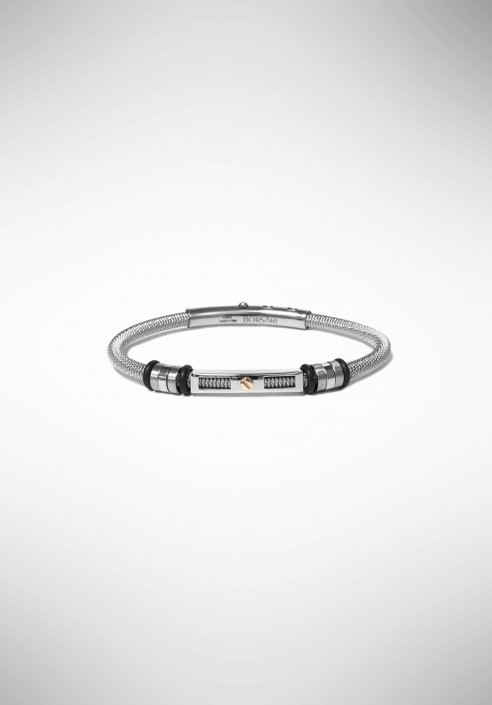 Borsari bracelet in natural polished steel with gold screw BRSTAU01NL