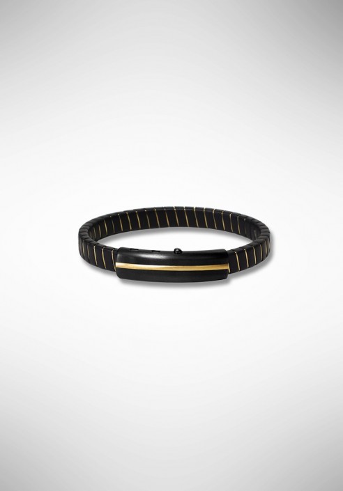 Bracciale Borsari in caucciù nero e rame smaltato oro BR-TEKNO07Y