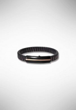 Bracciale Borsari in caucciù nero e rame smaltato oro rosè BR-TEKNO09O