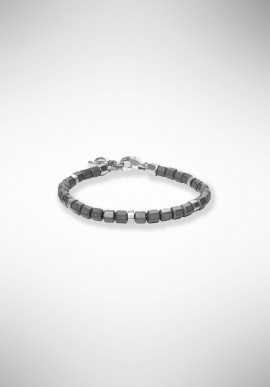 Borsari bracelet with matt gray hematite and silver elements BR-TIBET50
