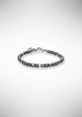 Bracciale Borsari con ematite grigia opaca ed elementi in argento BR-TIBET50