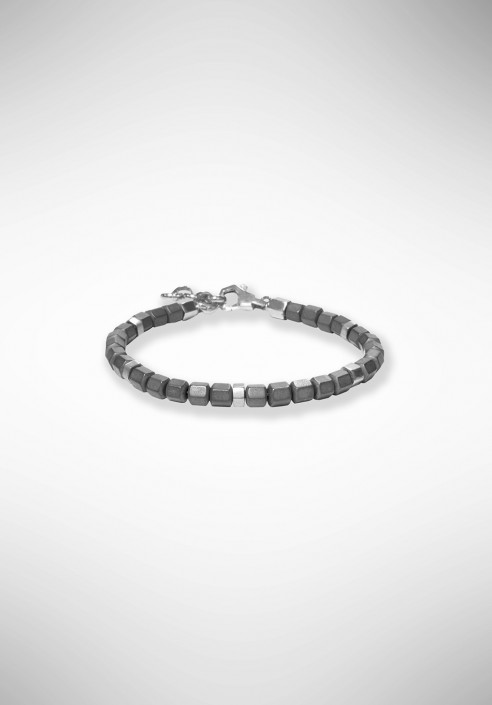 Borsari bracelet with matt gray hematite and silver elements BR-TIBET50