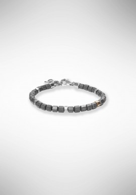 Borsari bracelet with matt gray hematite and silver elements BR-TIBET52