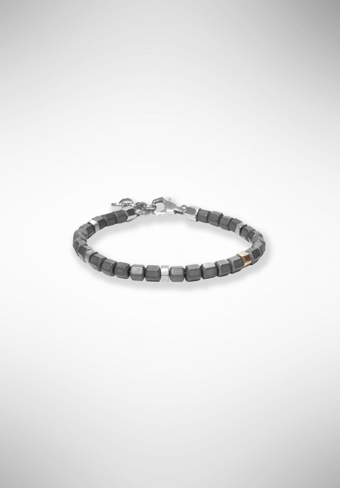 Borsari bracelet with matt gray hematite and silver elements BR-TIBET52