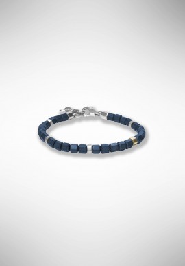 Borsari bracelet with matte blue hematite and silver elements BR-TIBET61