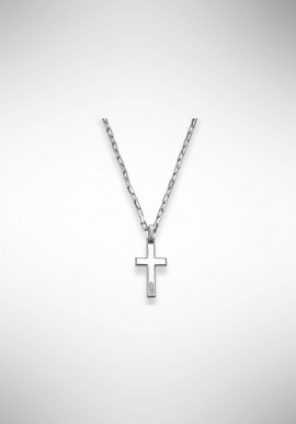 Borsari necklace with cross in matt rhodium silver CL-TOR01R3B