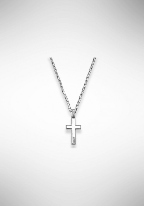 Borsari necklace with cross in matt rhodium silver CL-TOR01R3B