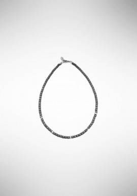 Borsari necklace with matt gray hematite and silver elements CL-TIBET50