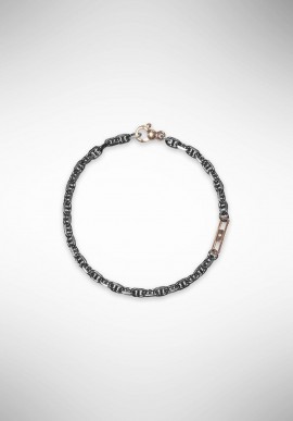 Bracciale Borsari in argento e rutenio placcato oro rosè e diamante BR-TOR03AO