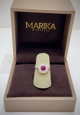 Marika gold ring with diamonds and ruby AN8034R AR.1