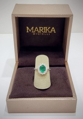 Marika gold ring with diamonds and emerald AN8047S SA.1