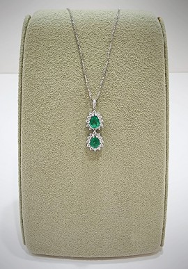 Marika white gold necklace with diamonds and emerald CD8OO3S AR.7