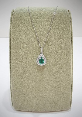Marika white gold necklace with diamonds and and emerald CD91O7S MA.3