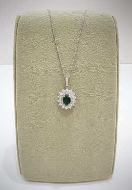 Marika white gold necklace with diamonds and emerald CD8968S MA.1