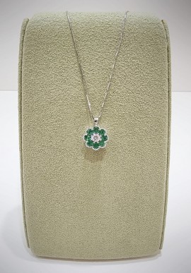 Marika white gold necklace with diamonds and emerald CD8993S AR.13