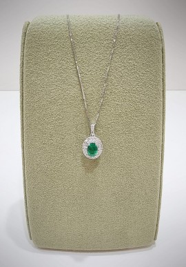 Marika white gold necklace with diamonds and emerald CD9103PS AR.2