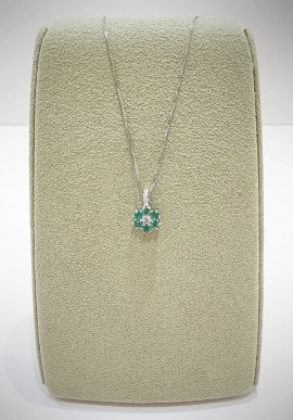 Marika white gold necklace with diamonds and emerald CDP76O6S AR.5