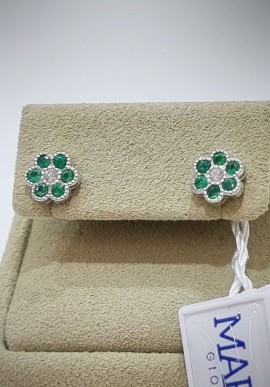Marika white gold earrings with diamonds and emeralds OR9113S RO.2 