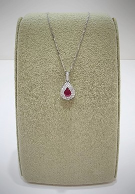 Marika white gold necklace with diamonds and rubies CD9102R B.6