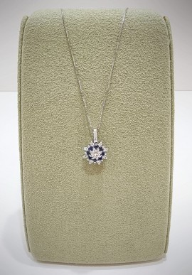 Marika white gold necklace with diamonds and sapphire CD06116Z SA.4
