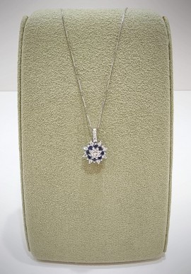 Marika white gold necklace with diamonds and sapphire CD06116Z SA.4
