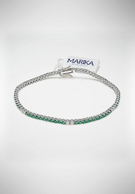 Bracciale Tennis Marika in oro bianco con smeraldi e diamanti BR90GRIF5SRO