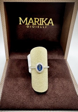 Marika gold ring with diamonds and sapphire AN06108Z B.2