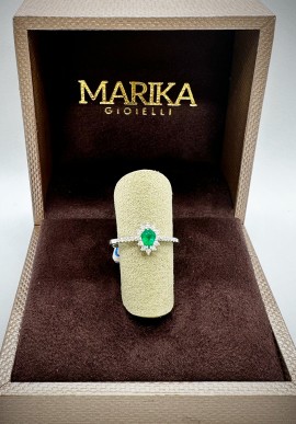 Marika gold ring with diamonds and emerald AN8002S RO.2